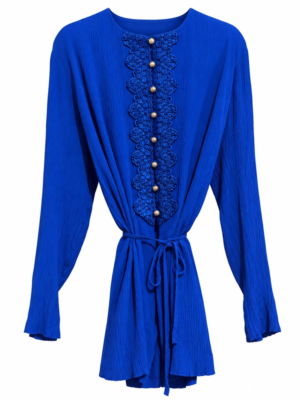 R & M Richards Cobalt Blue Lace-Front Tie-Waist Tunic
